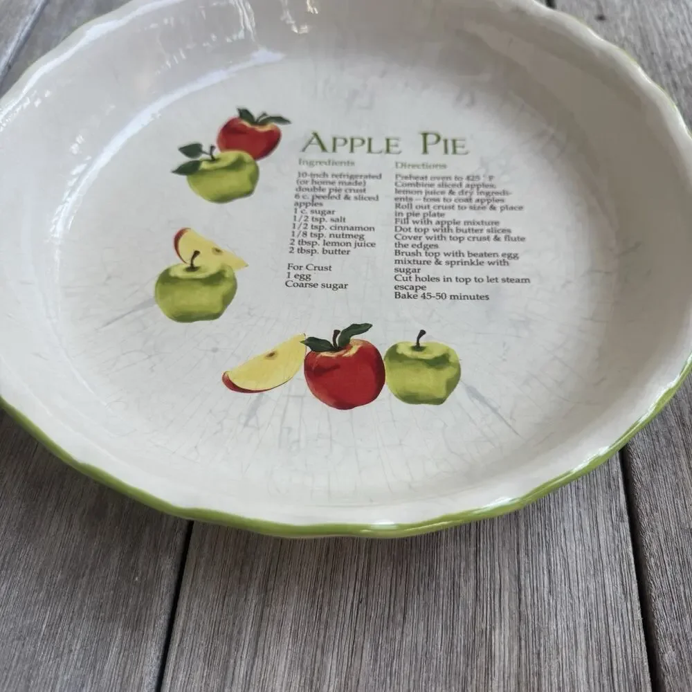 Apple Pie Includes 10 Scalloped Edge Plate Pie Dish Baking Dish Cottagecore